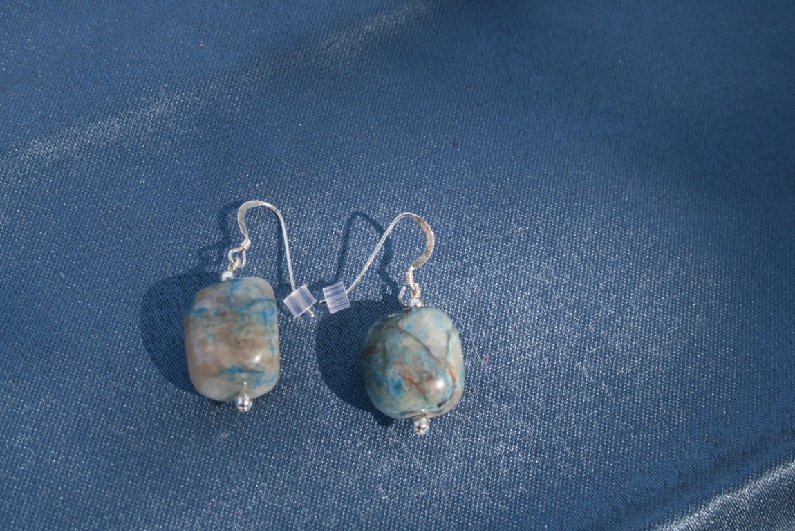Ajoite and Papagpote Earrings Love, returning to a state of grace, transmutation of sorrows, connection with higher dimensions, beyond the body 4834